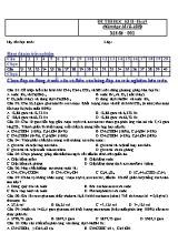 Đề thi học kỳ II môn Hóa học Lớp 9 - Năm học 2018-2019 - Mã đề 001